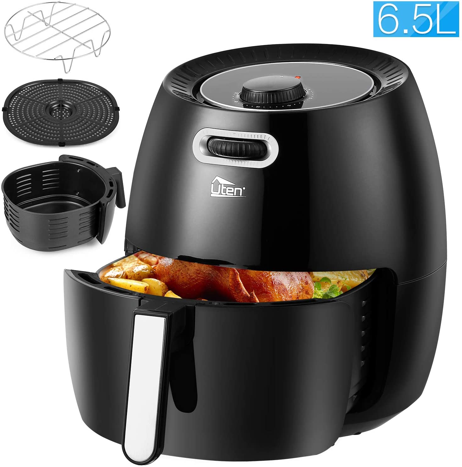 Riceette PDF 1-5 Persone Uten Friggitrice ad Aria 4 Litri 1500W Adatto Per Appartamenti Air Fryer Bianca Mini Friggitrice Senza Olio Senza BPA & PFOA Facile da Trasportare 